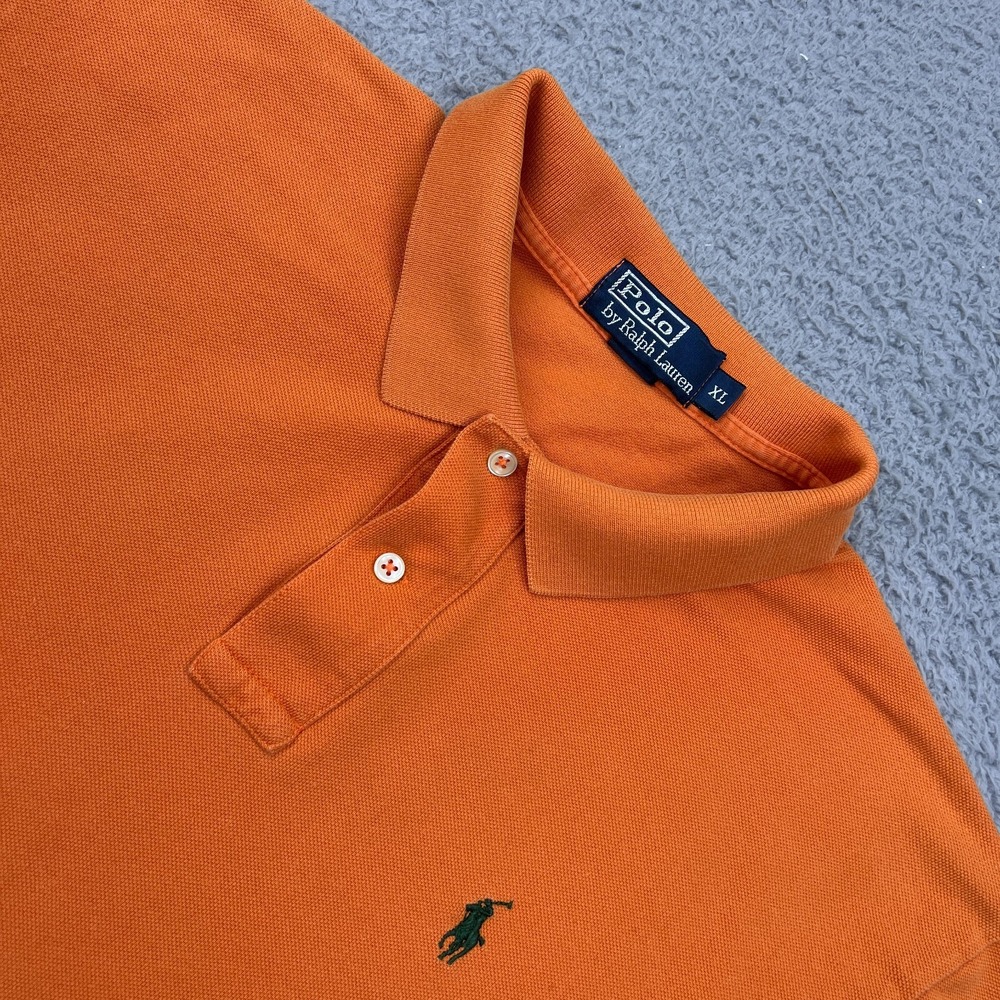 Polo Ralph Lauren Mens Shirt XL Orange Fall Short Sleeve Embroidered Pony *